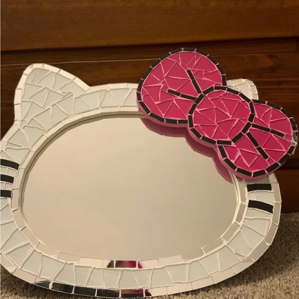 Hello kitty mirror handmade bow pink